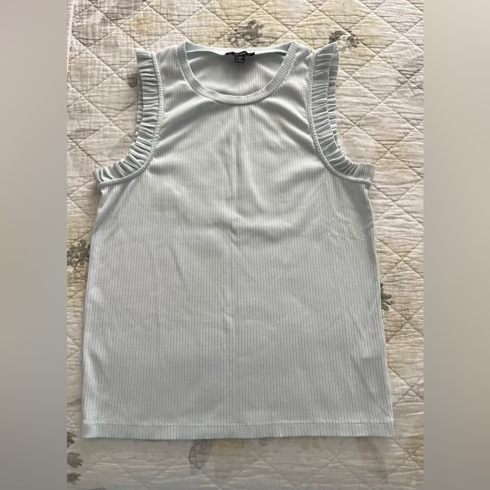 J CREW RIBBED RUFFLE TANK FOR WOWAN